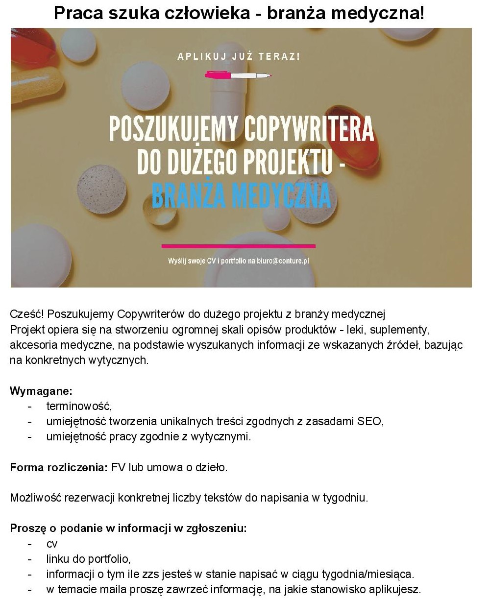 Copywriter branża medyczna Conture 2