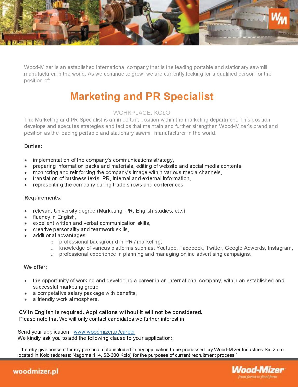 Marketing and PR Specialist Biuro Karier Konin