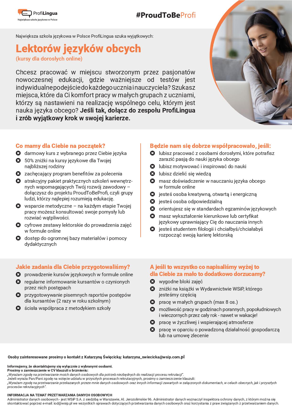 Oferta pracy Lektor językow obcych online