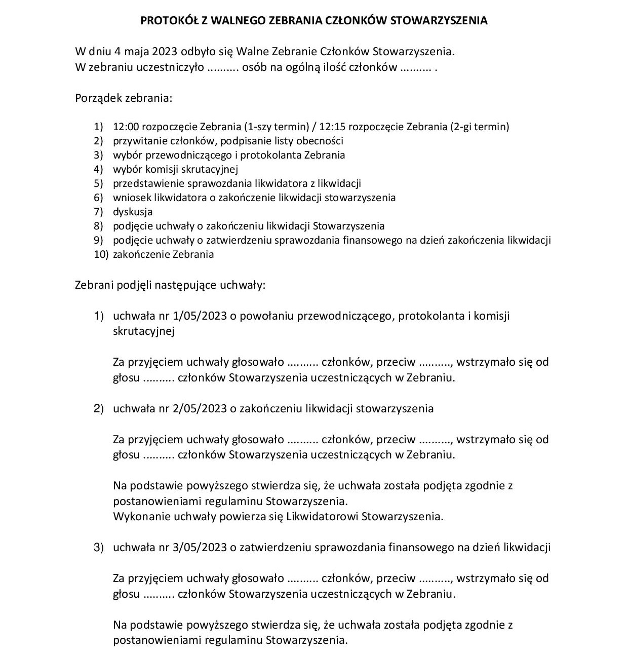 Zebtranie walne likwidacja16
