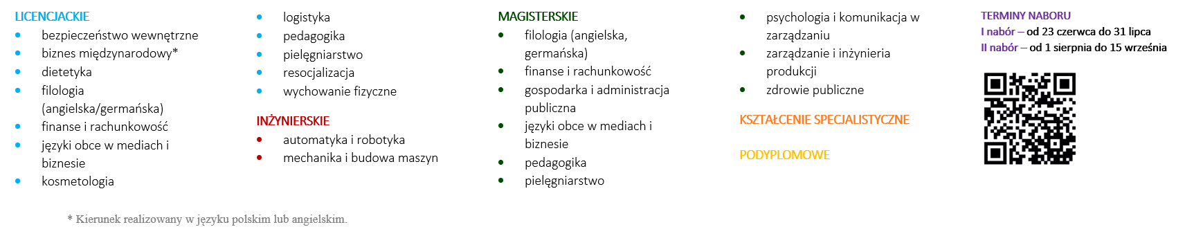 kierunki rekrutacja 2025 2026