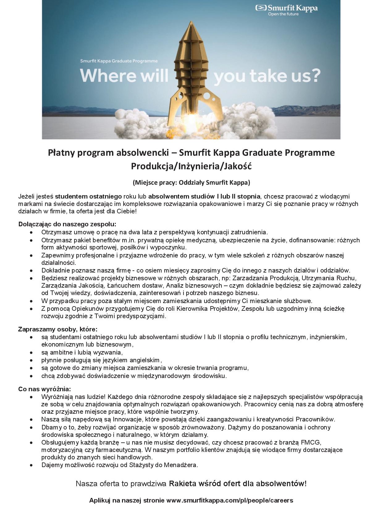 ogłoszenie smurfit Kappa Graduate Programme