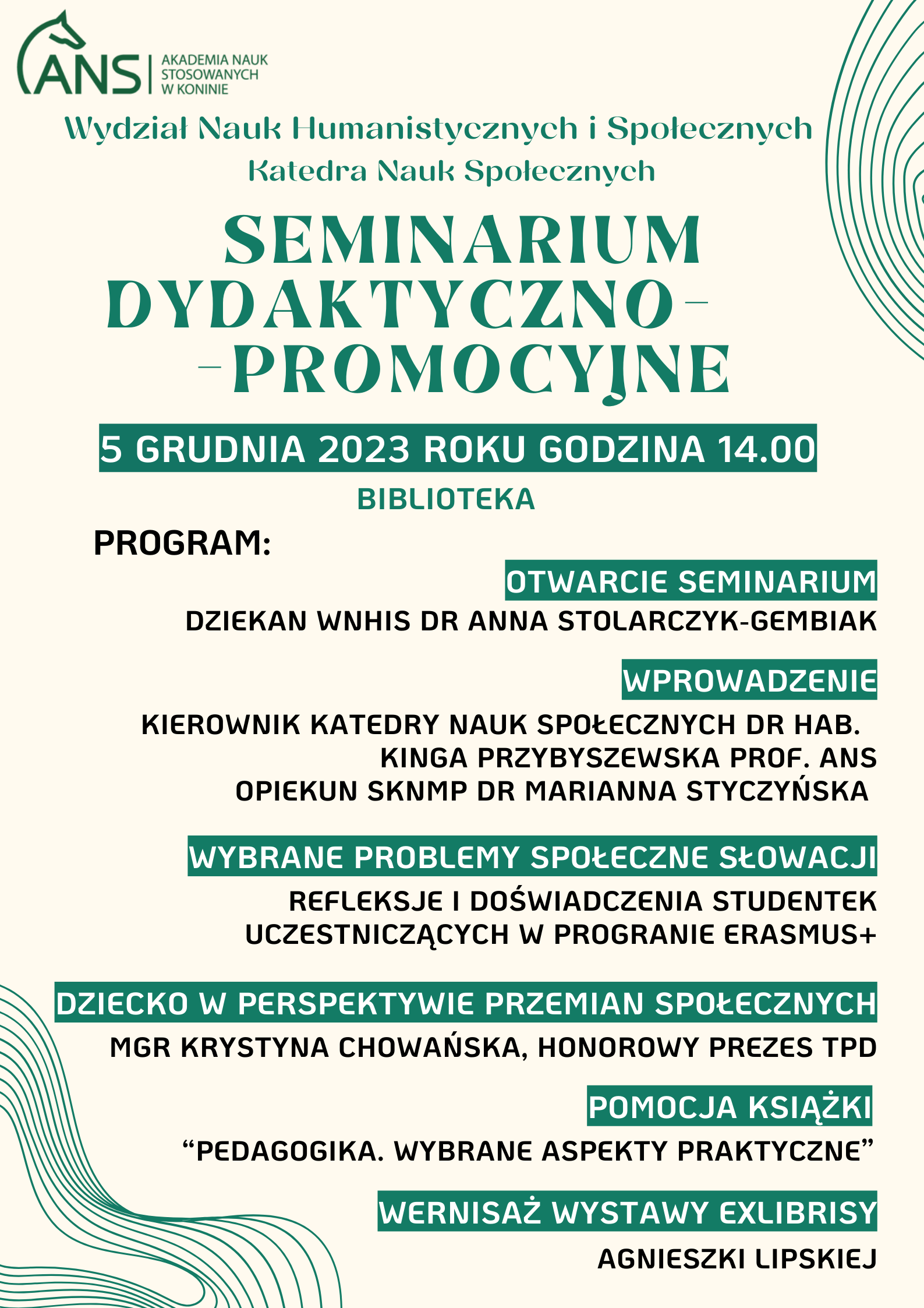 program seminarium dydaktyczno promocyjnbe plakat