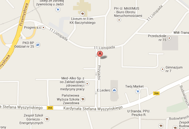 mapa dojazdu do PWSZ w Koninie 